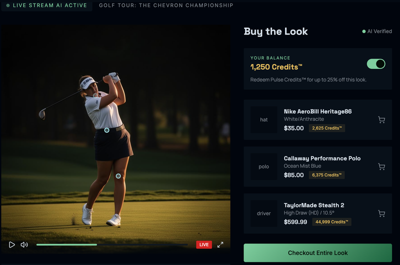 Live golf broadcast with AI-powered product detection overlays
