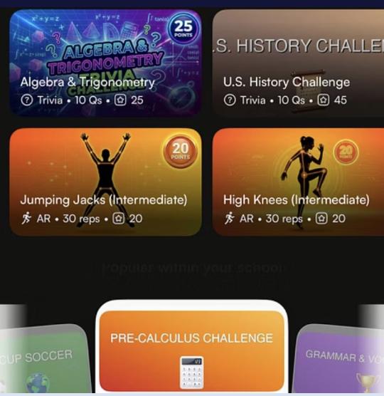 Mobile app showing gamified wellness challenges and progress tracking